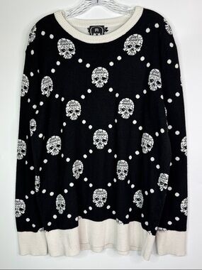 Unus Annus Skull Black White Sweater Size Medium